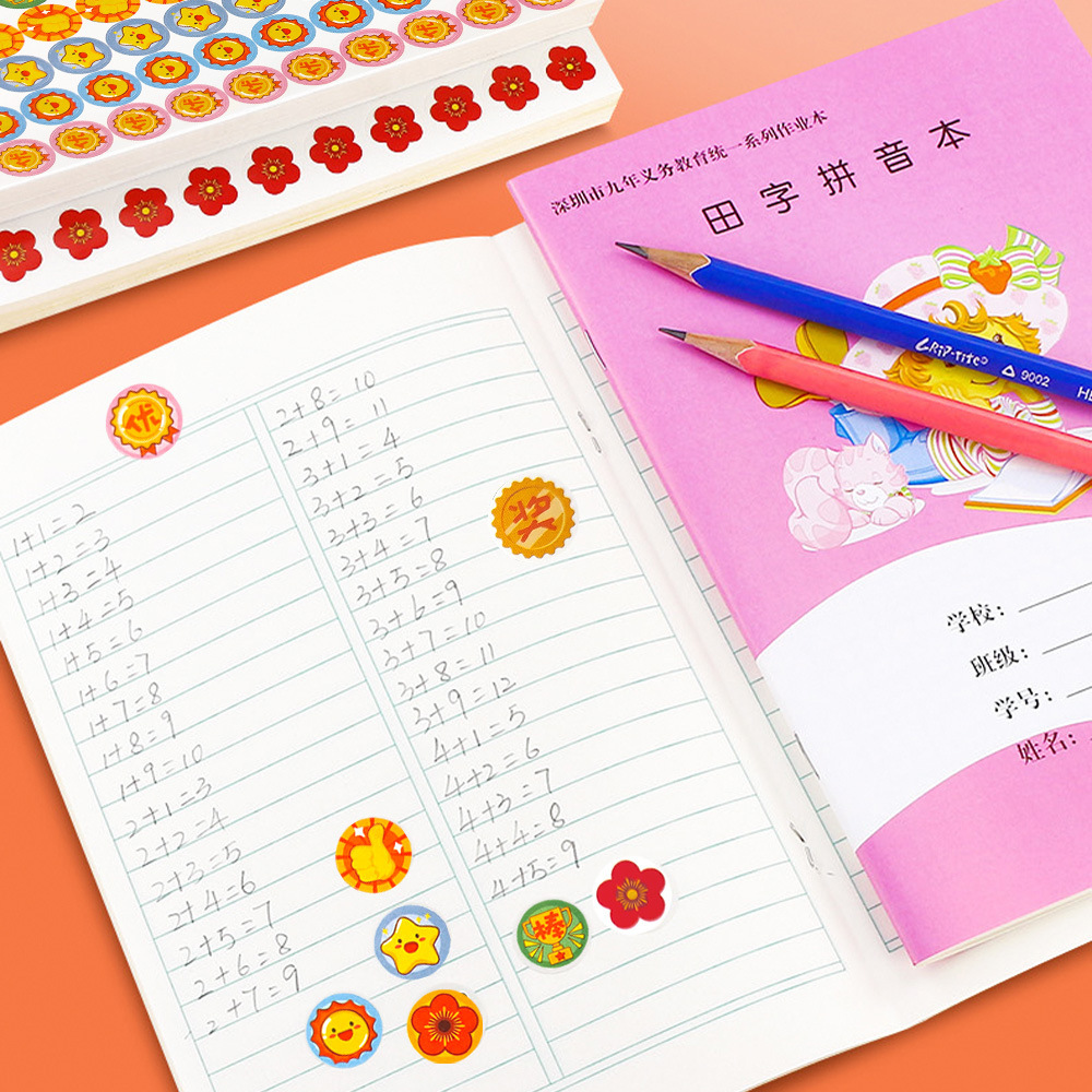Toàn bộ nhãn dán không khô để khuyến khích trẻ em dán nhãn nhỏ hoa đỏ trong trường mẫu giáo