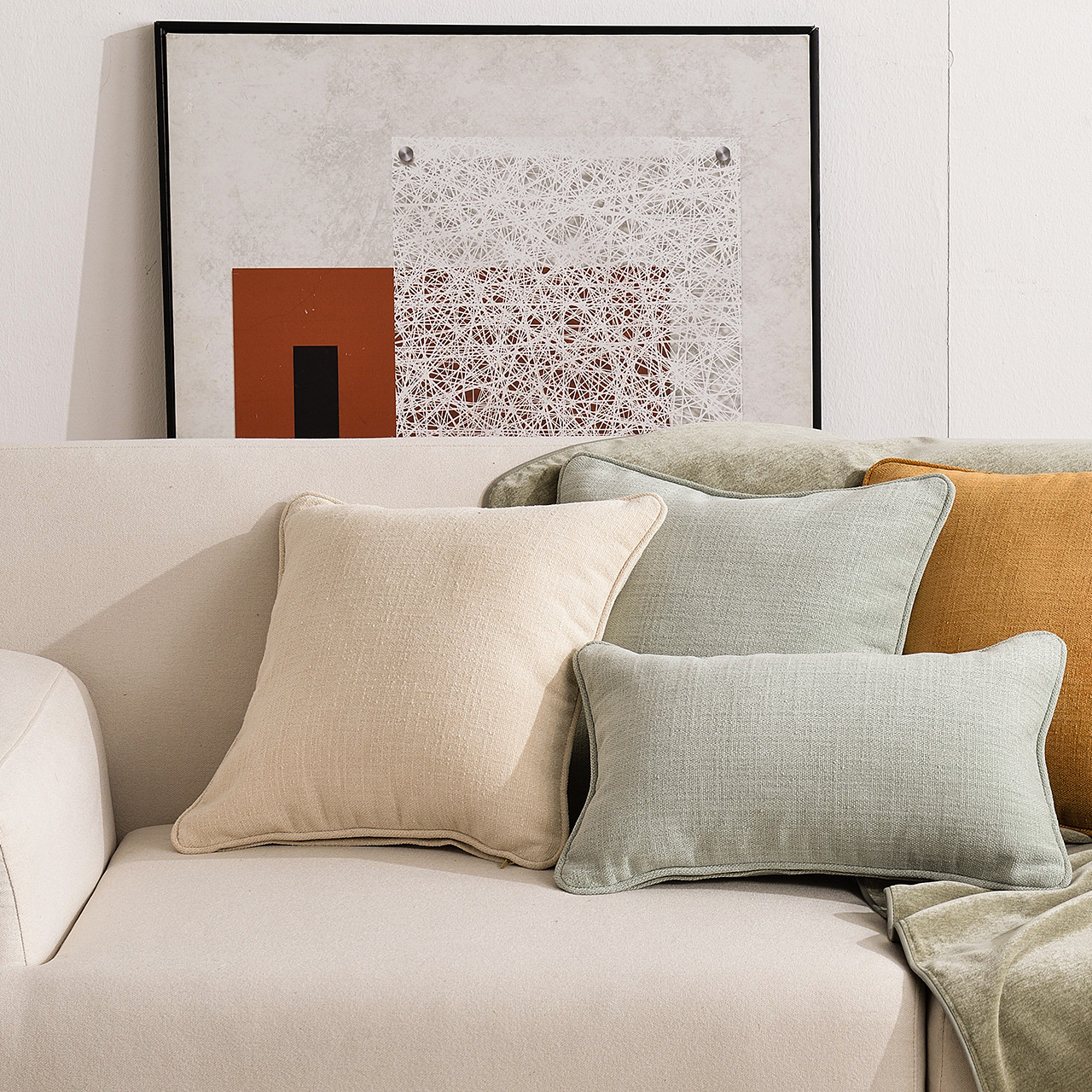 Cross-border pure-coloured pillows with a pillow on the back of the car's waist pillows on the couch with a pillow set up