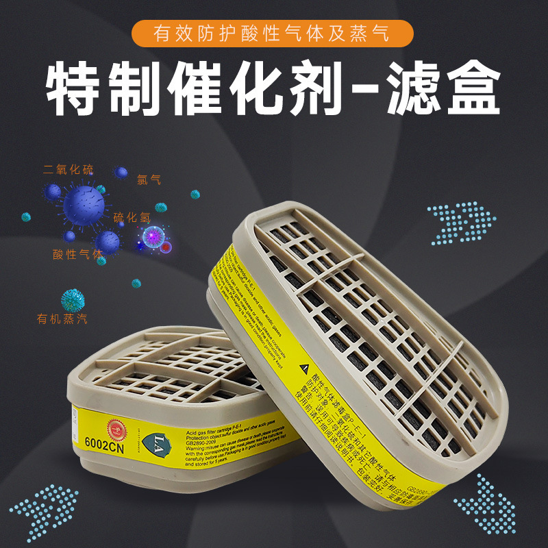 6201 anti-virus masks with 6002CN filter boxes protected against acid gases and vapour/hydrogen sulphide/chlorine