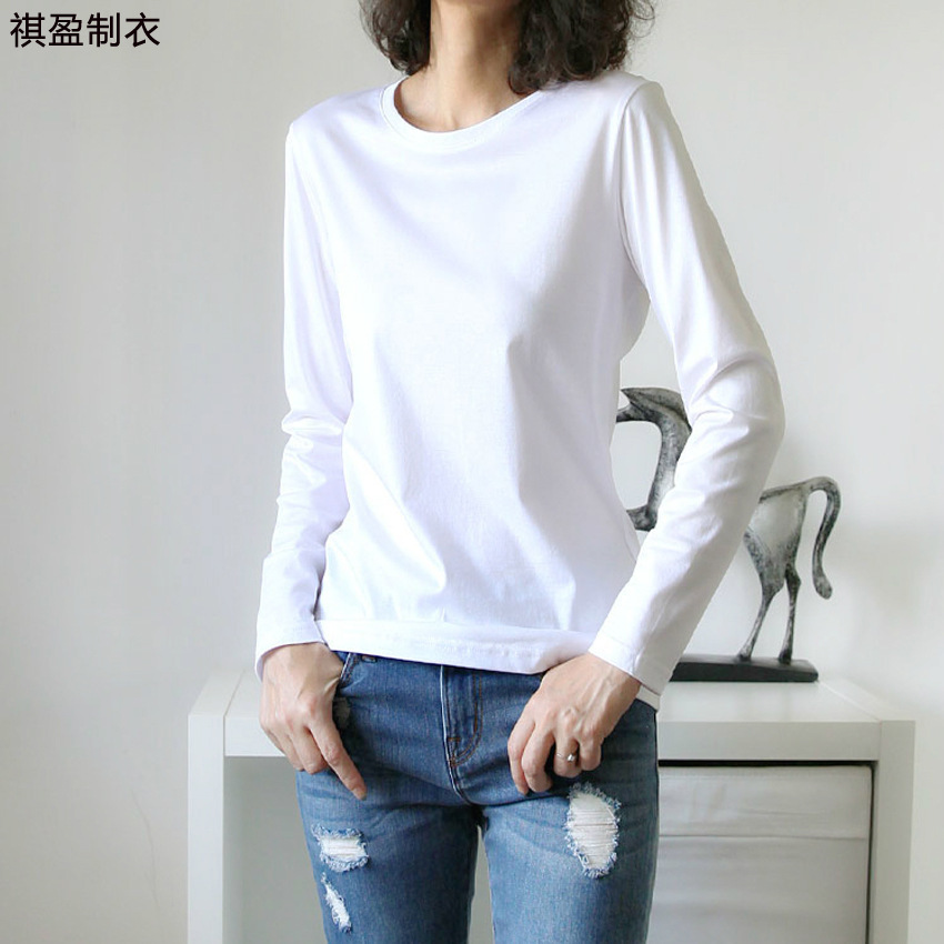 New product 2020 customized silk-smoke cosmopolitan, smooth-dressed women in circle v long-sleeved t-shirts