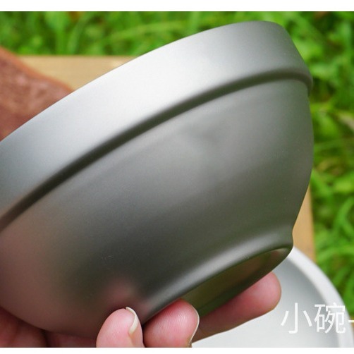 戶外露營雙層純鈦便攜餐具野炊鈦合金飯碗表面噴砂戶外露營鈦餐具
