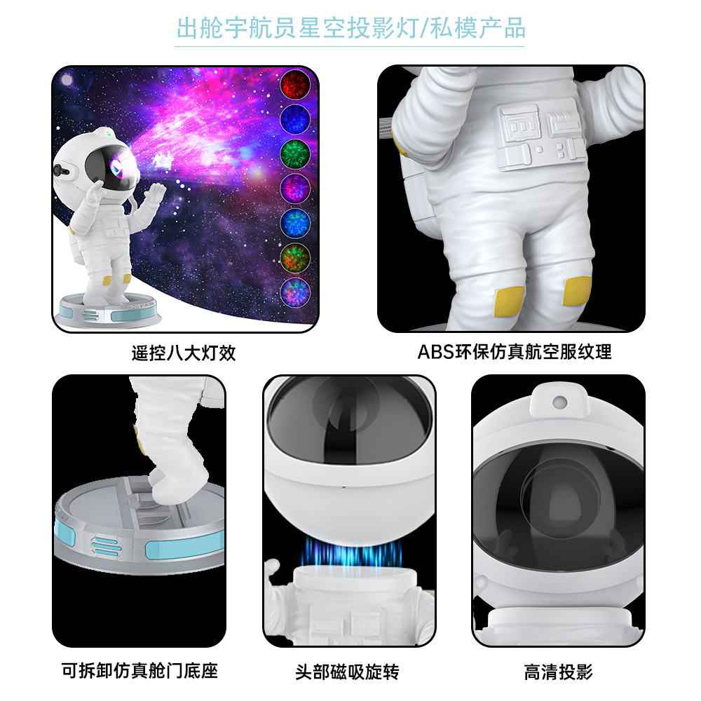 跨境新款宇航员星空灯坐月球款投影灯蓝牙音响灯恐龙小夜灯氛围灯