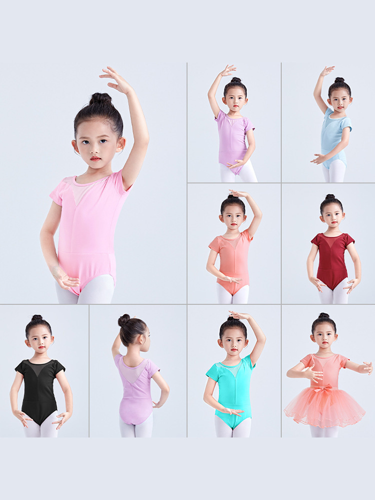 Children's dance costumes, girls' ballerinas, short-sleeves, young girls' summer Latin dancers.