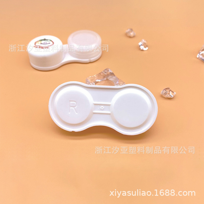 Colour-colored contact lens boxes transparent with cartoon partner boxes, plastic lens boxes semi-transparent bins of pupils