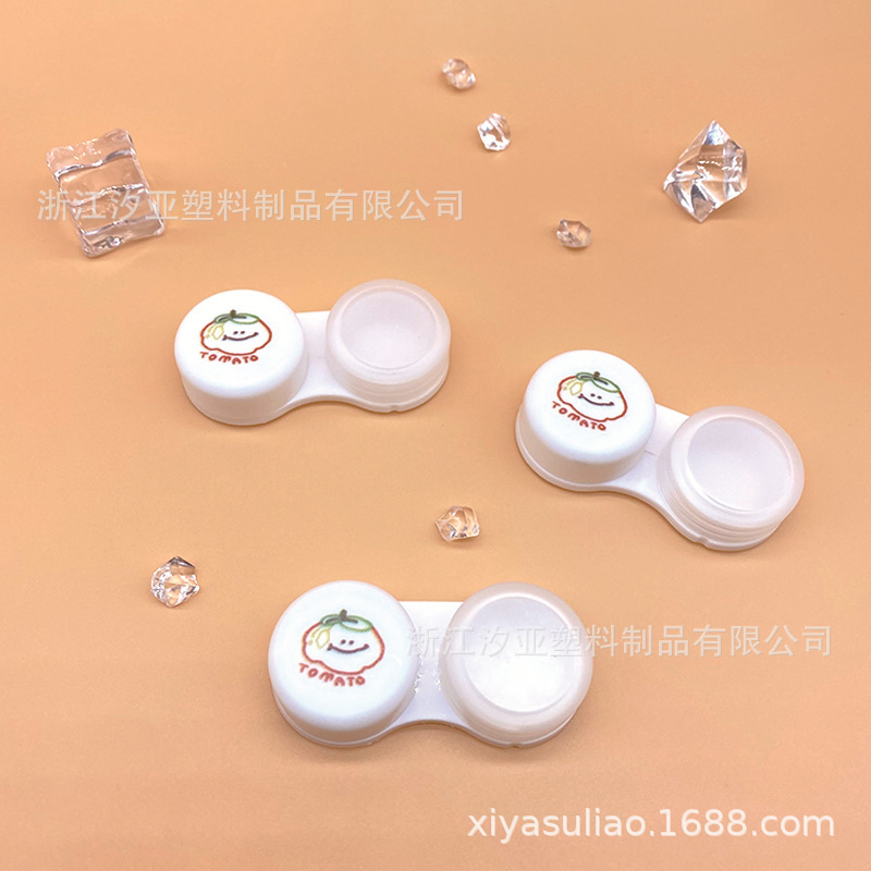 Colour-colored contact lens boxes transparent with cartoon partner boxes, plastic lens boxes semi-transparent bins of pupils