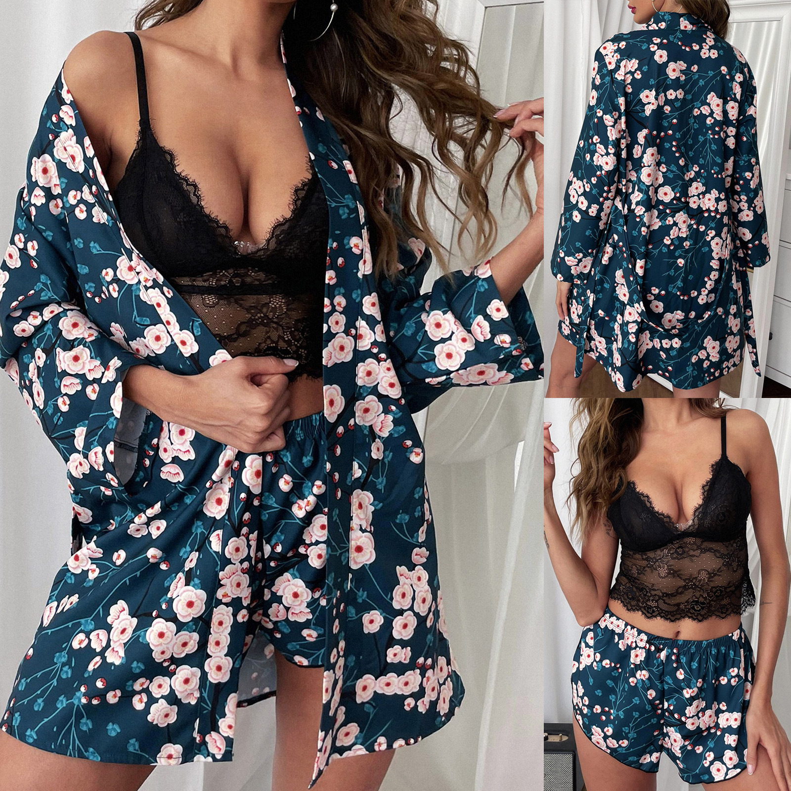 3 bộ áo lụa phụ nữ mùa hè bằng đồ ngủ xuyên biên giới ở Châu Âu và Mỹ.
