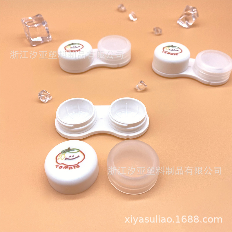 Colour-colored contact lens boxes transparent with cartoon partner boxes, plastic lens boxes semi-transparent bins of pupils