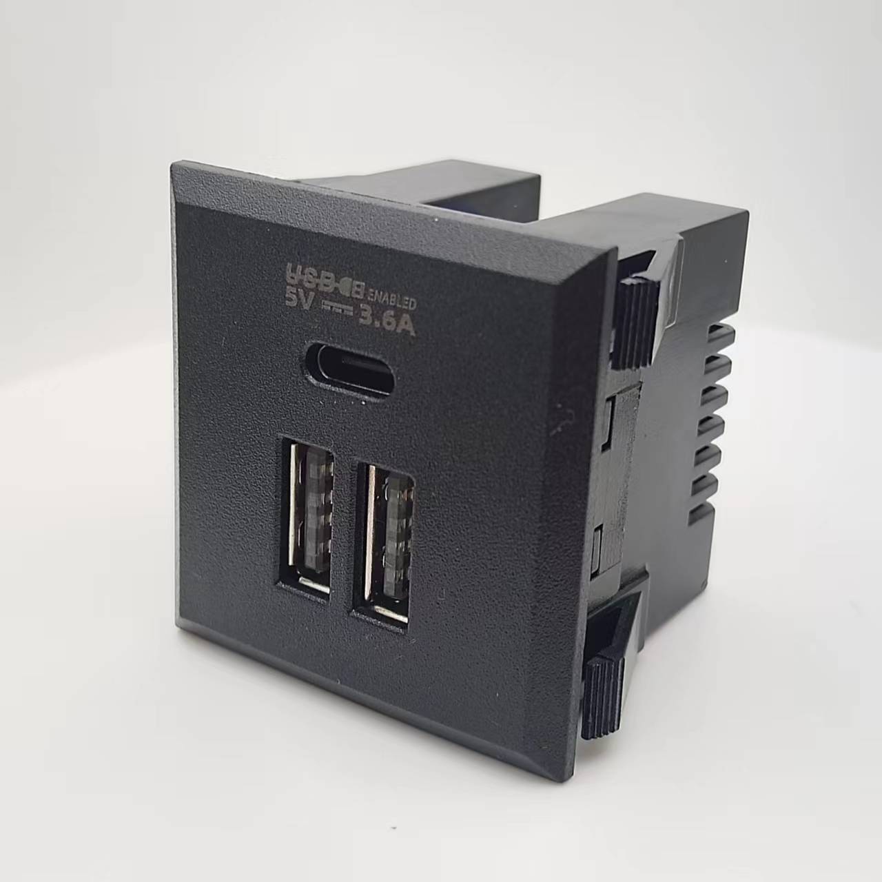 TG-U203 3.6A接口桌面電源嵌入式DC充電插座模塊type-c快充USB 黑