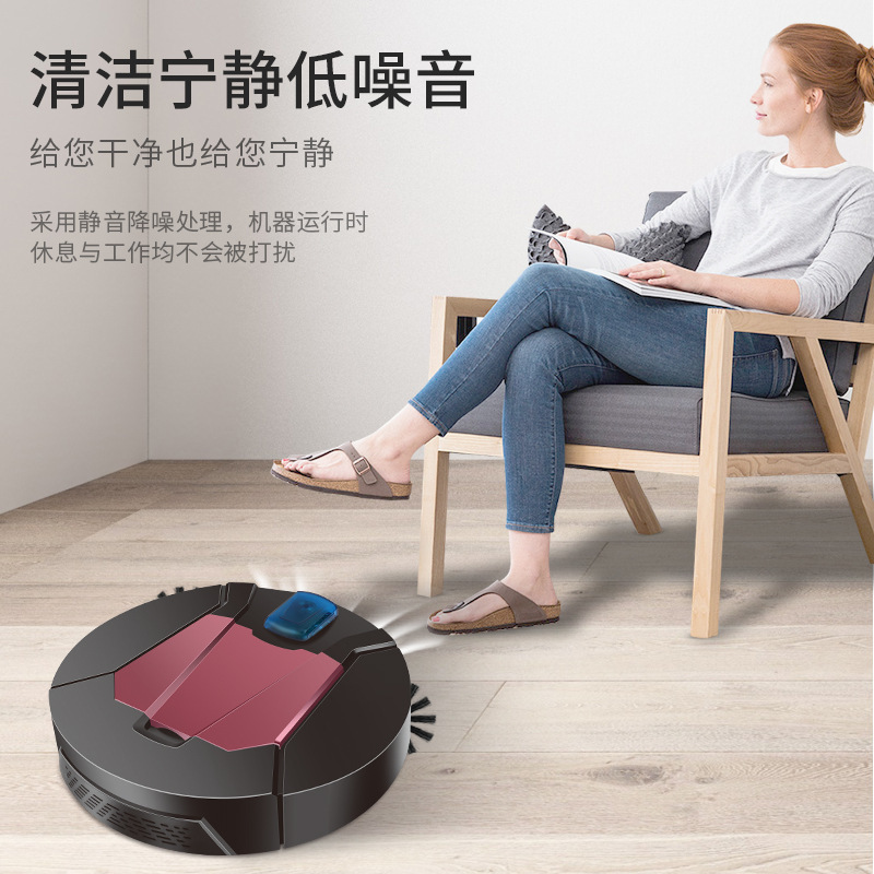 A home-based, fully automated, smart vacuum cleaner tossing a triple machine to sweep the ground.