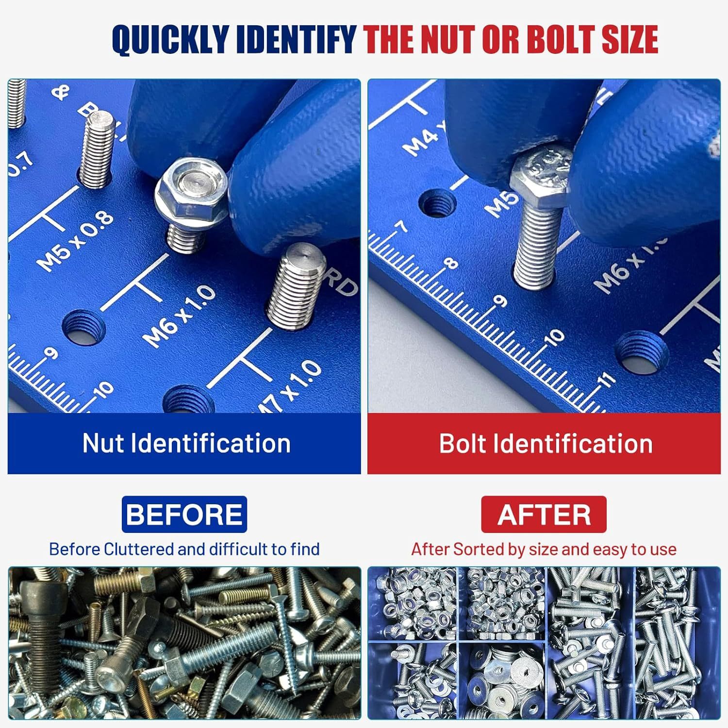 The nut and bolt thread checker - the bolt size and the thread size SAE and Metric-31