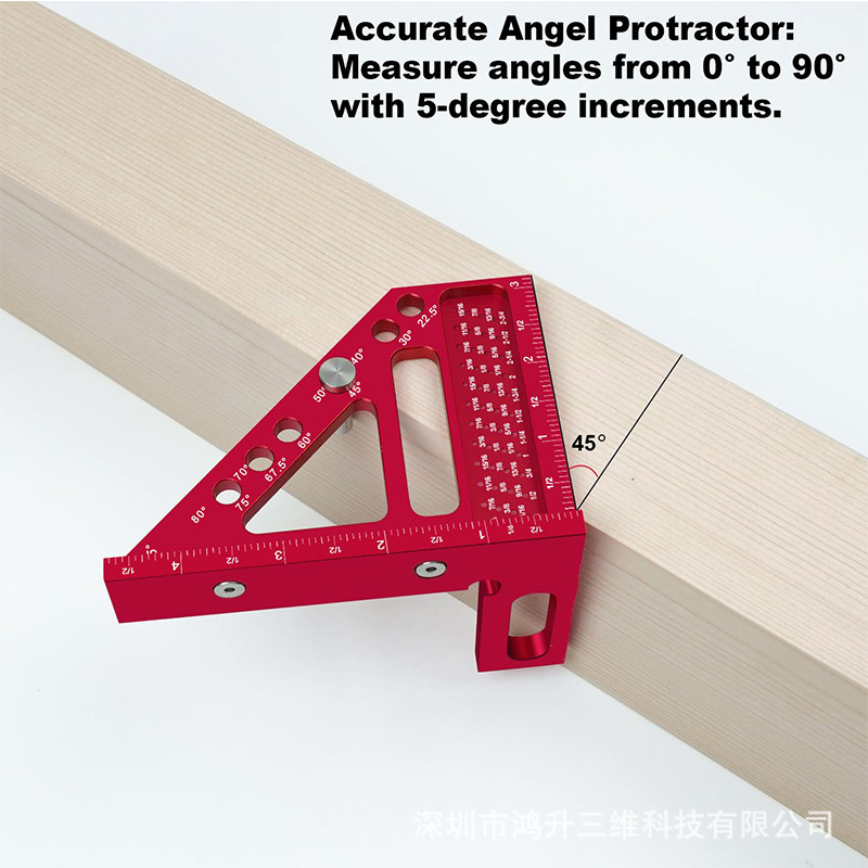 Hot-sale upgrade 3D carpentry multifunctional angle ruler, straight-angle hole ruler triangle