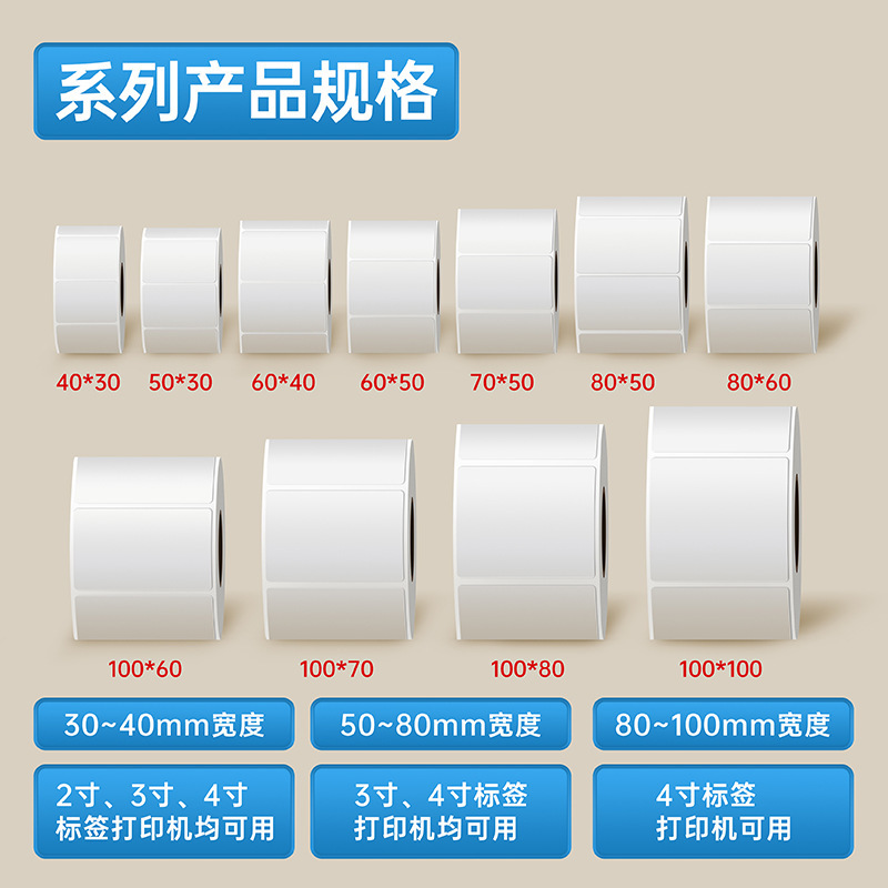 防水撕不烂五防热敏标签纸合成纸60*40耐低温冷冻三防不干胶