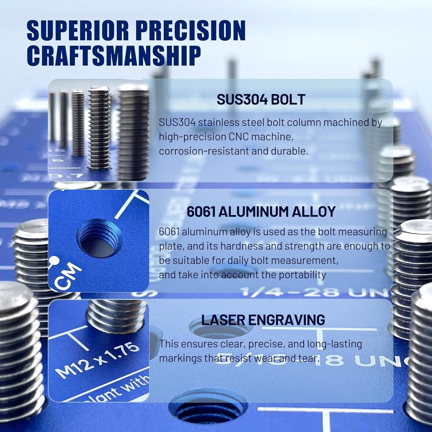 The nut and bolt thread checker - the bolt size and the thread size SAE and Metric-31