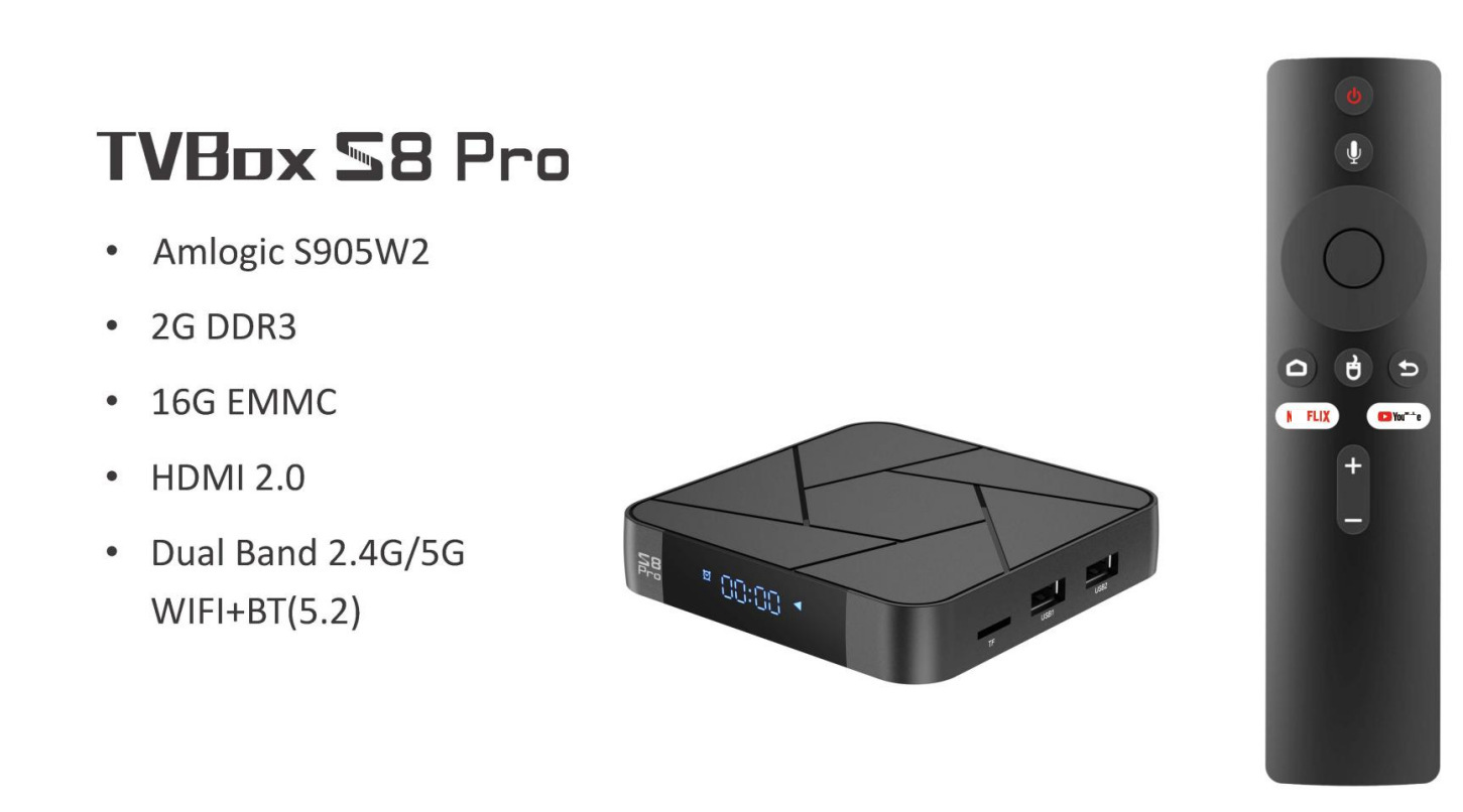 S8Pro web Top Box TV BOX TV Buck S905W2 Top Bubler