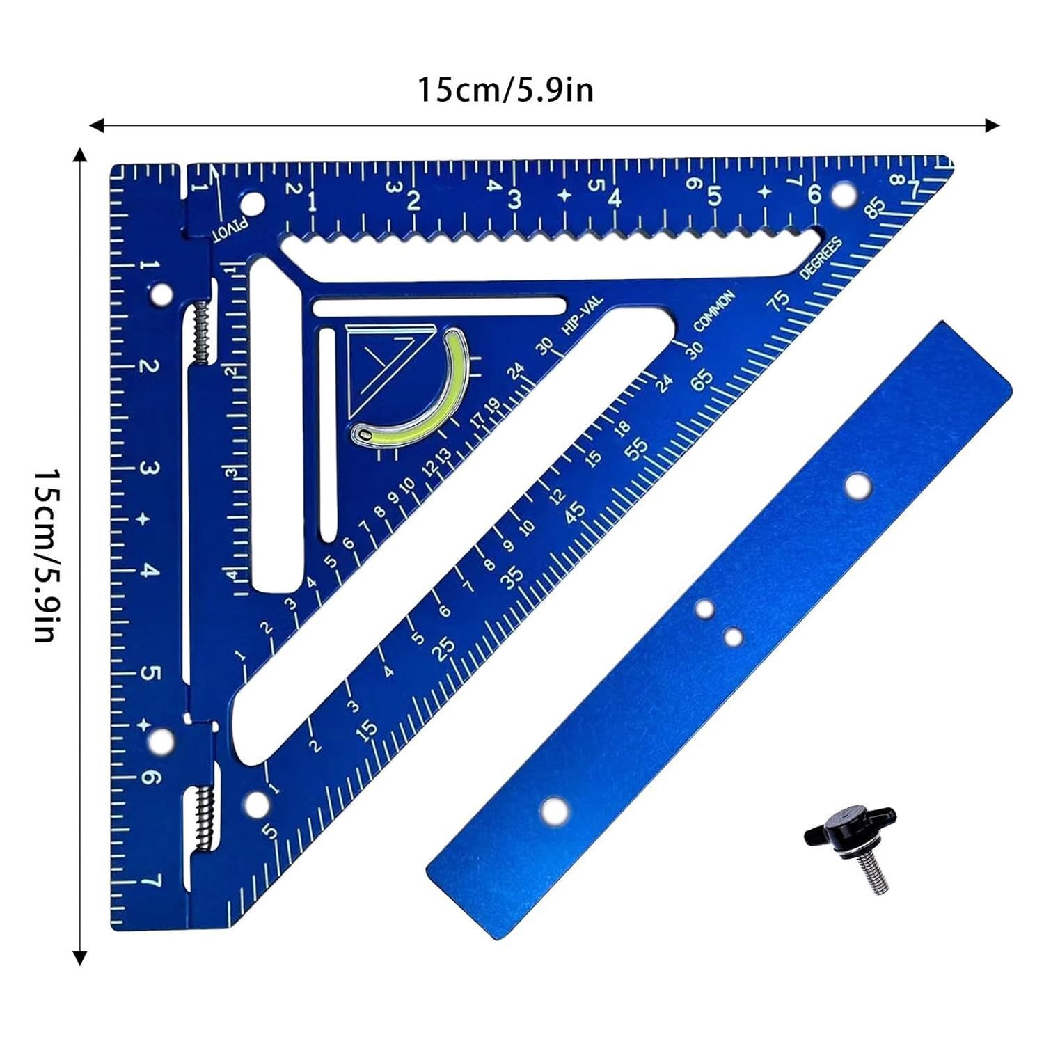 Cross-border British carpenter 7/12inch public aluminum black oxide triangle 90 degrees 45 degrees straight angle