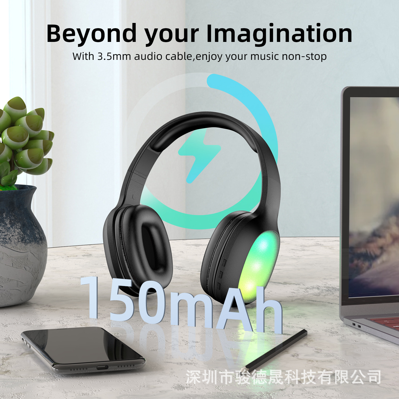 Sắp xếp tai nghe màu xanh lá cây mới với bộ phát điện thoại di động âm bass nặng