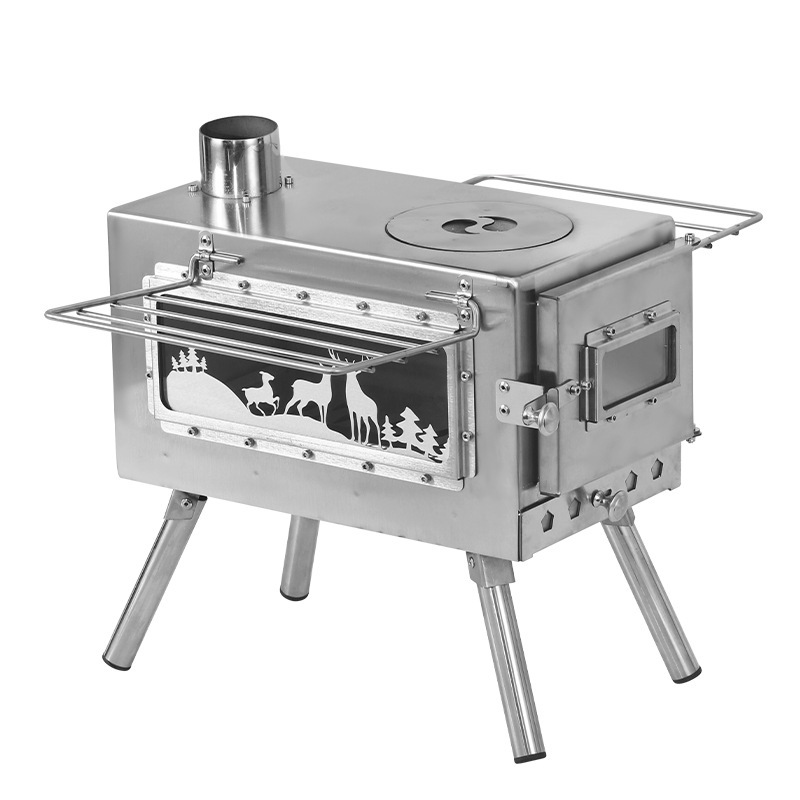 The large outdoor oven folds the tent stove with portable stainless steel.