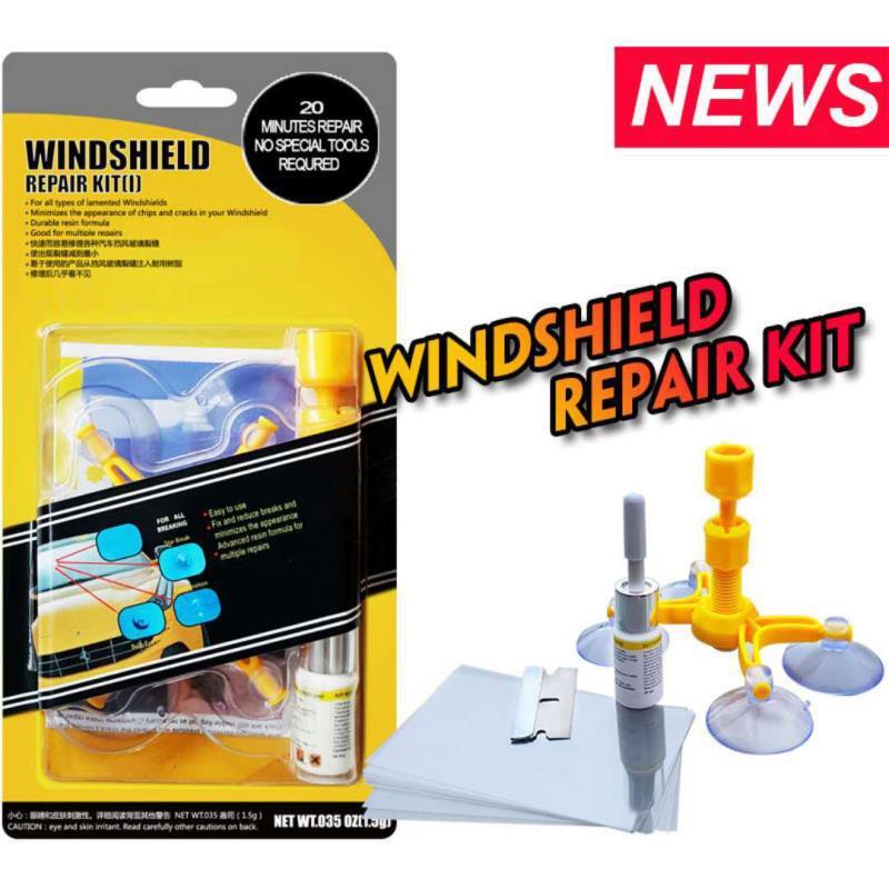 Vehicle glass repair tool, windshield repair kit, car glass repair fluid.