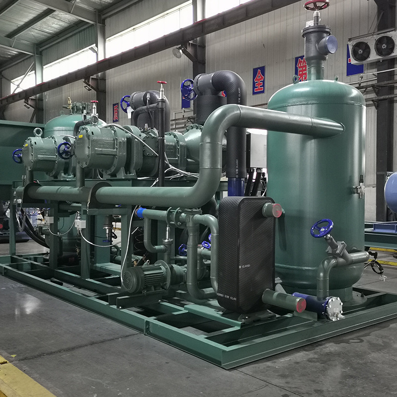 The plant supplies cold storage equipment and links the cooler compressors to a semi-closed double-barrel compressor.