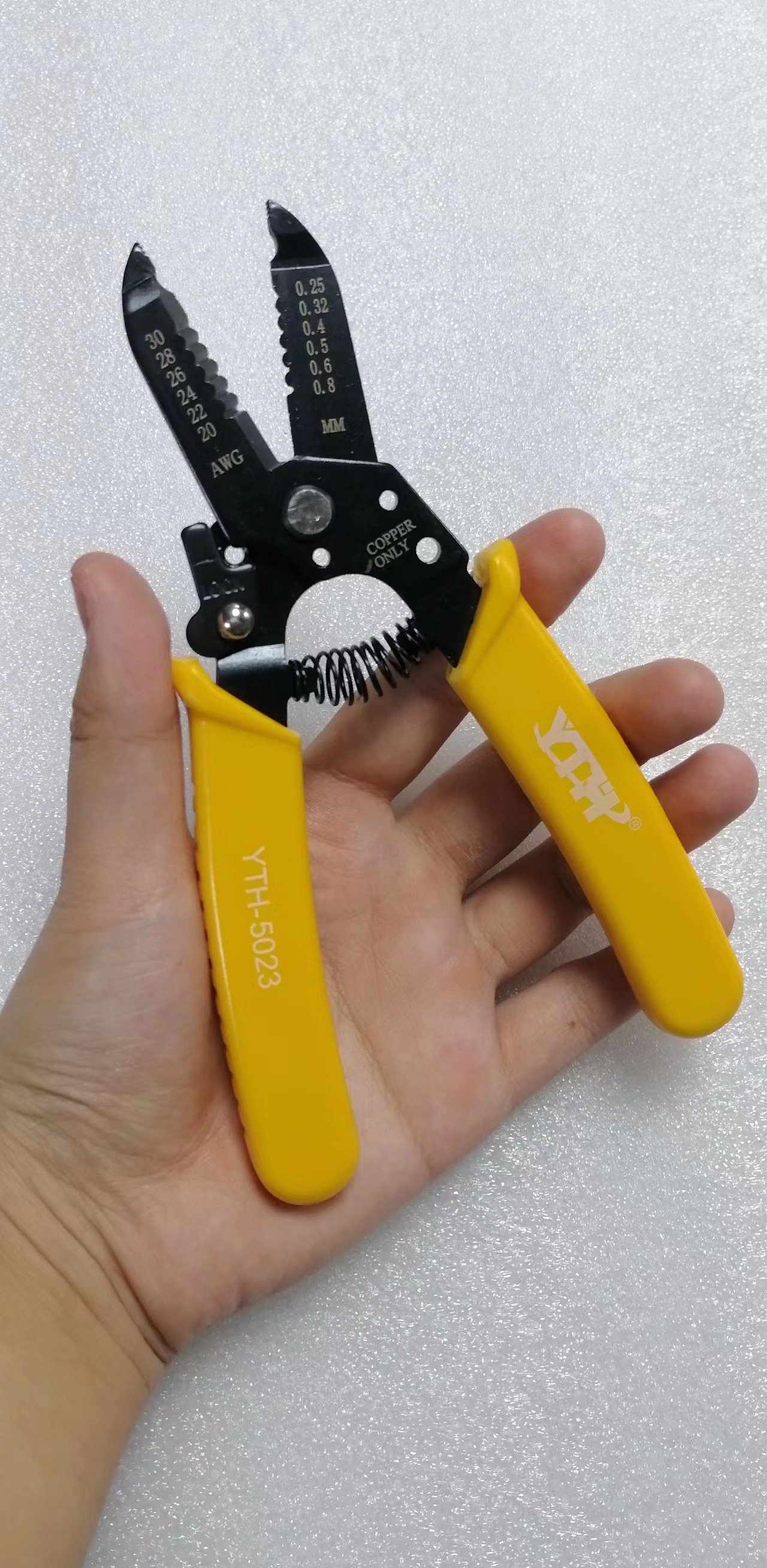 YTH-5023 Yellow-banded stripe plier 0.25-0.8 mm multi-purpose compact fibre fibre-optic plier