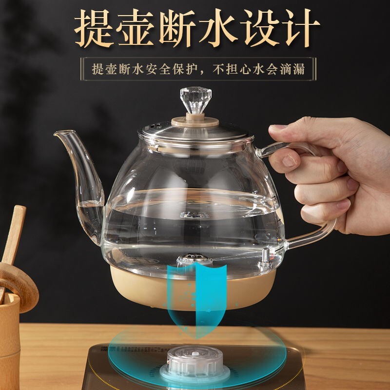 Full automatic kettle on the bottom of the kettle of electric heat-burning kettles of water pumped in tea and tea tea table with glass pan