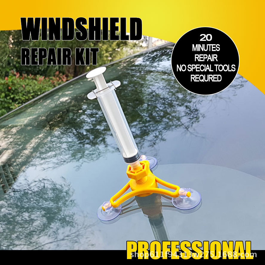 Vehicle glass repair tool, windshield repair, glass repair kit