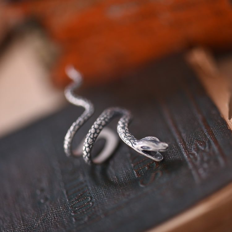 DarkDream s925 pure silver snake-shaped earplugs designed for individual earring.