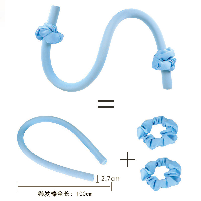 定製eva無熱真絲捲髮器帶髮圈大波浪捲髮3件套跨境懶人睡眠捲髮棒