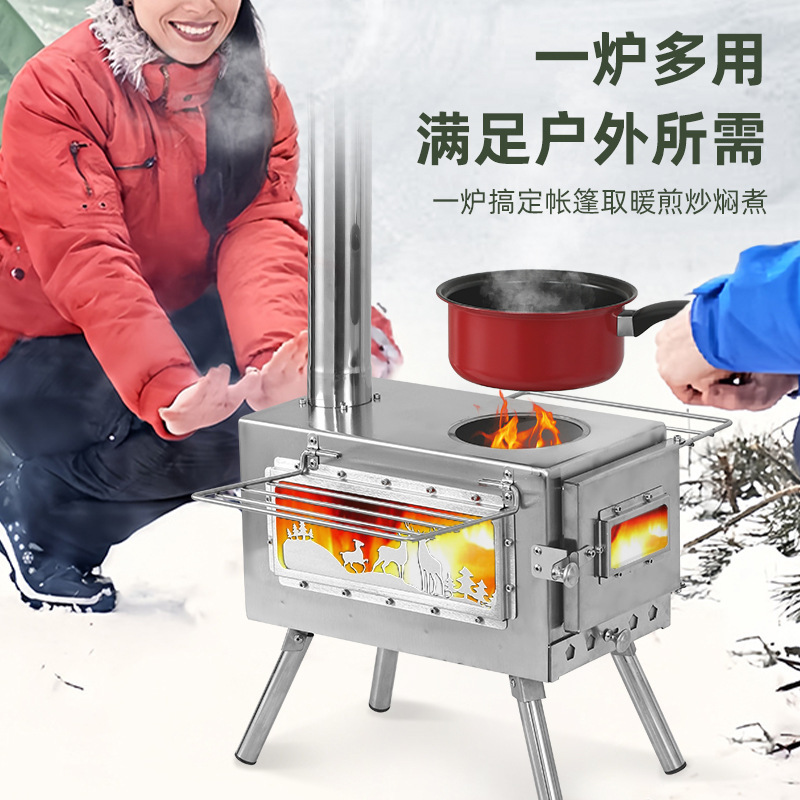 The large outdoor oven folds the tent stove with portable stainless steel.