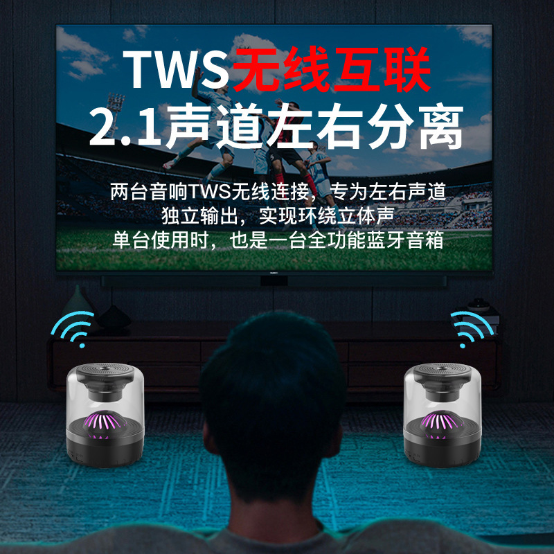 跨境炫彩藍牙小音箱環繞琉璃音腔桌面插卡迷你藍牙音響