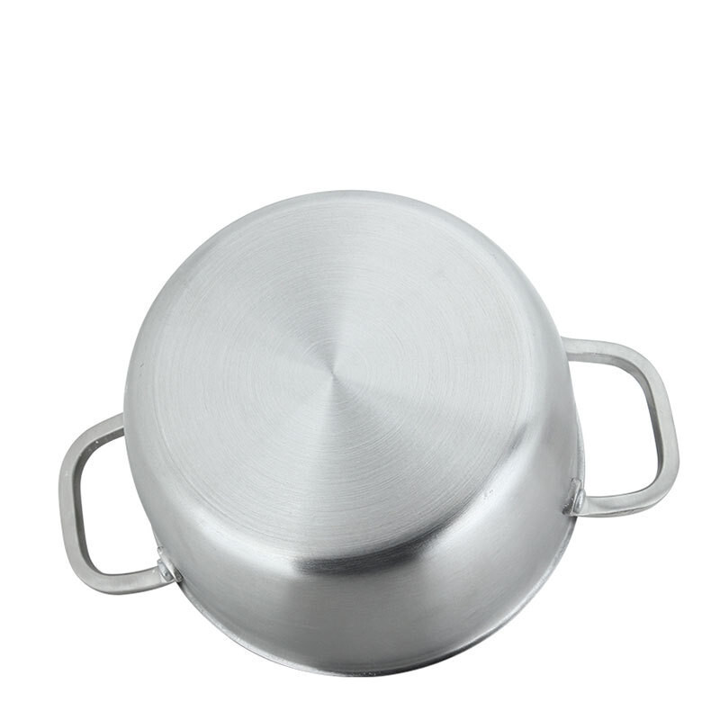 The stainless steel souppot 304 and the iron pan with three layers of steel under his ears.