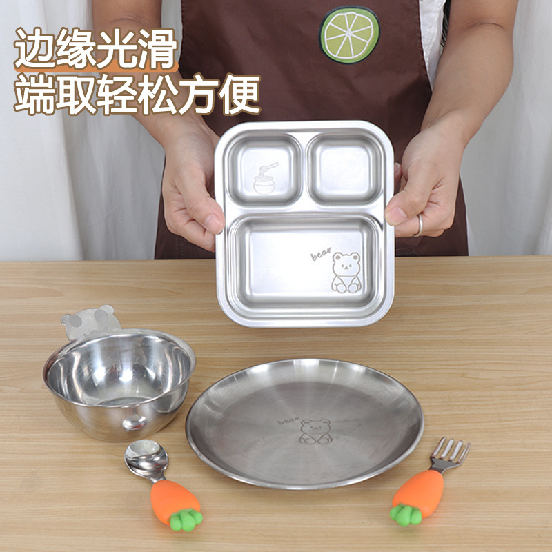 304 stainless steel food sets, children's ton trays, splitting boxes with a full set of ready-to-eat kindergartens.