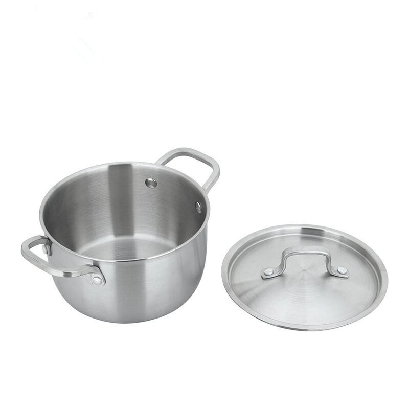 The stainless steel souppot 304 and the iron pan with three layers of steel under his ears.