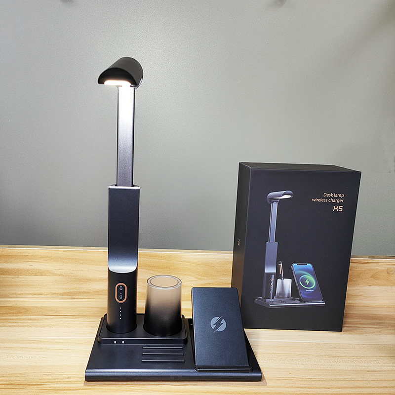 定製三合一無線充電器TYPE-C接口五合一無線充15W快充檯燈無線充