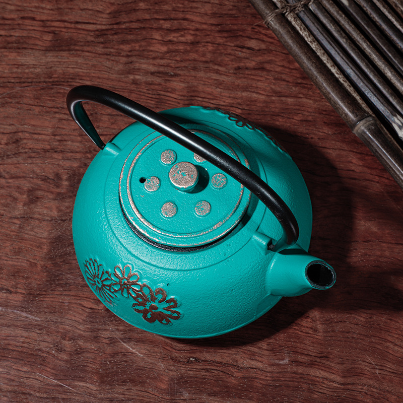 直供手工三朵花铸铁茶壶 电磁炉煮茶器家用泡茶养生铁壶茶壶茶具