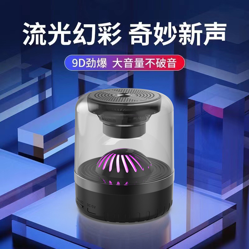 跨境炫彩藍牙小音箱環繞琉璃音腔桌面插卡迷你藍牙音響