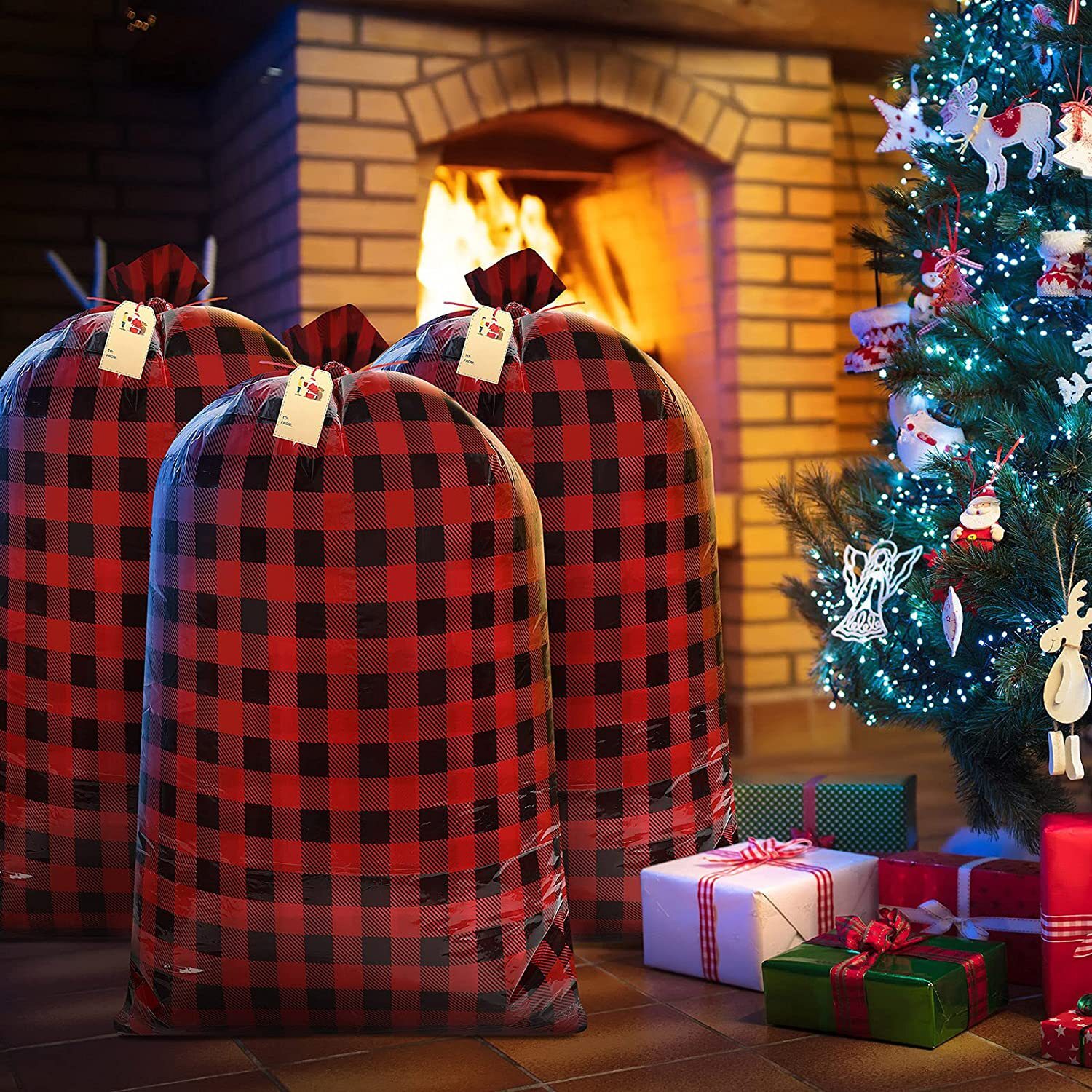 With a thick, super-sized gift bag, 36-44-inch PE Christmas bag, 36-48-36-56-40-70.