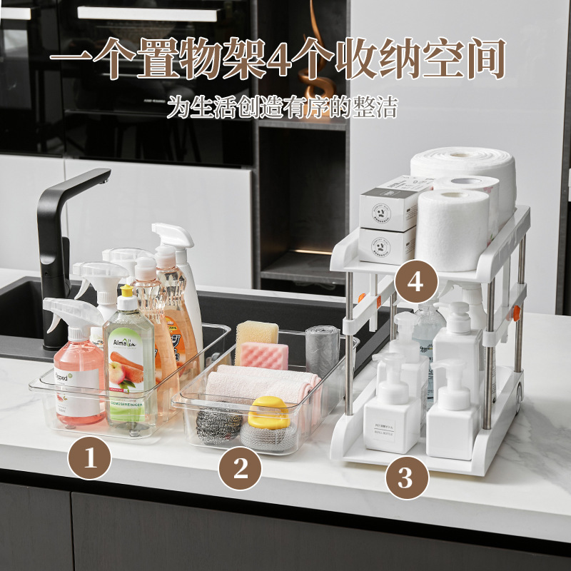 Nhà bếp nhiều tầng bề mặt của các lỗ trên một con trượt kéo dài xuống tủ chìm