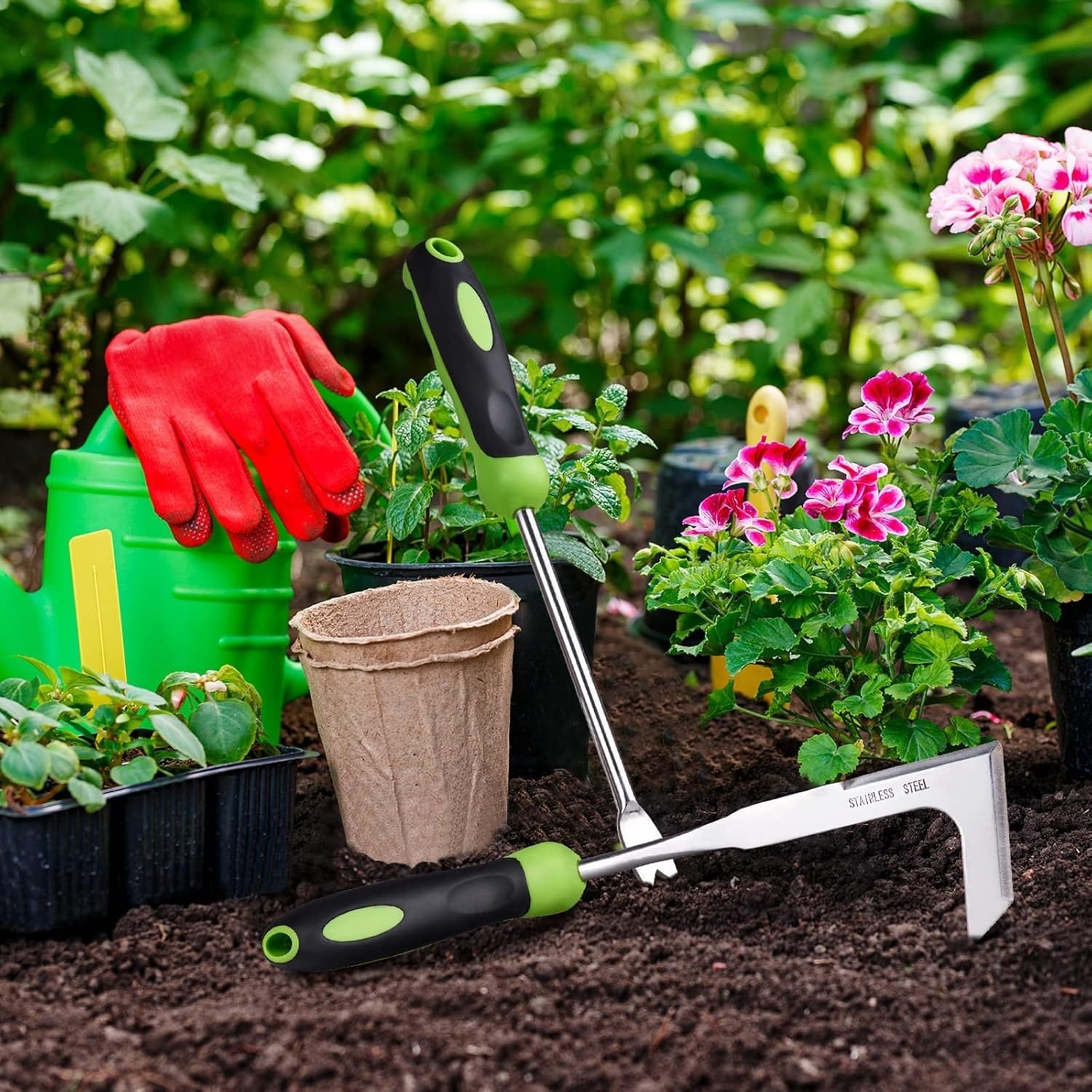 Tiếp thị trực tiếp các công cụ làm vườn, đập vỡ các sân hình cỏ L, công cụ cắt cỏ bằng tay, thép không rỉ và cỏ.