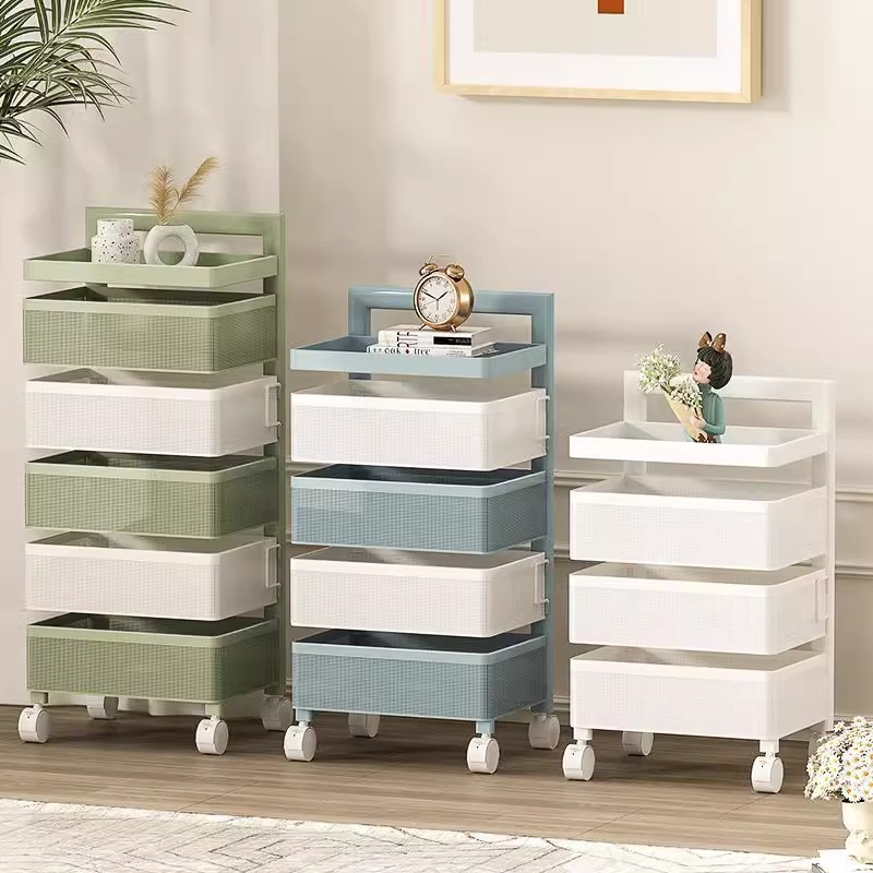 Nhà bếp đa màu có thể xoay trái cây và kệ rau nhiều tầng với thẻ từ đến kệ phòng khách