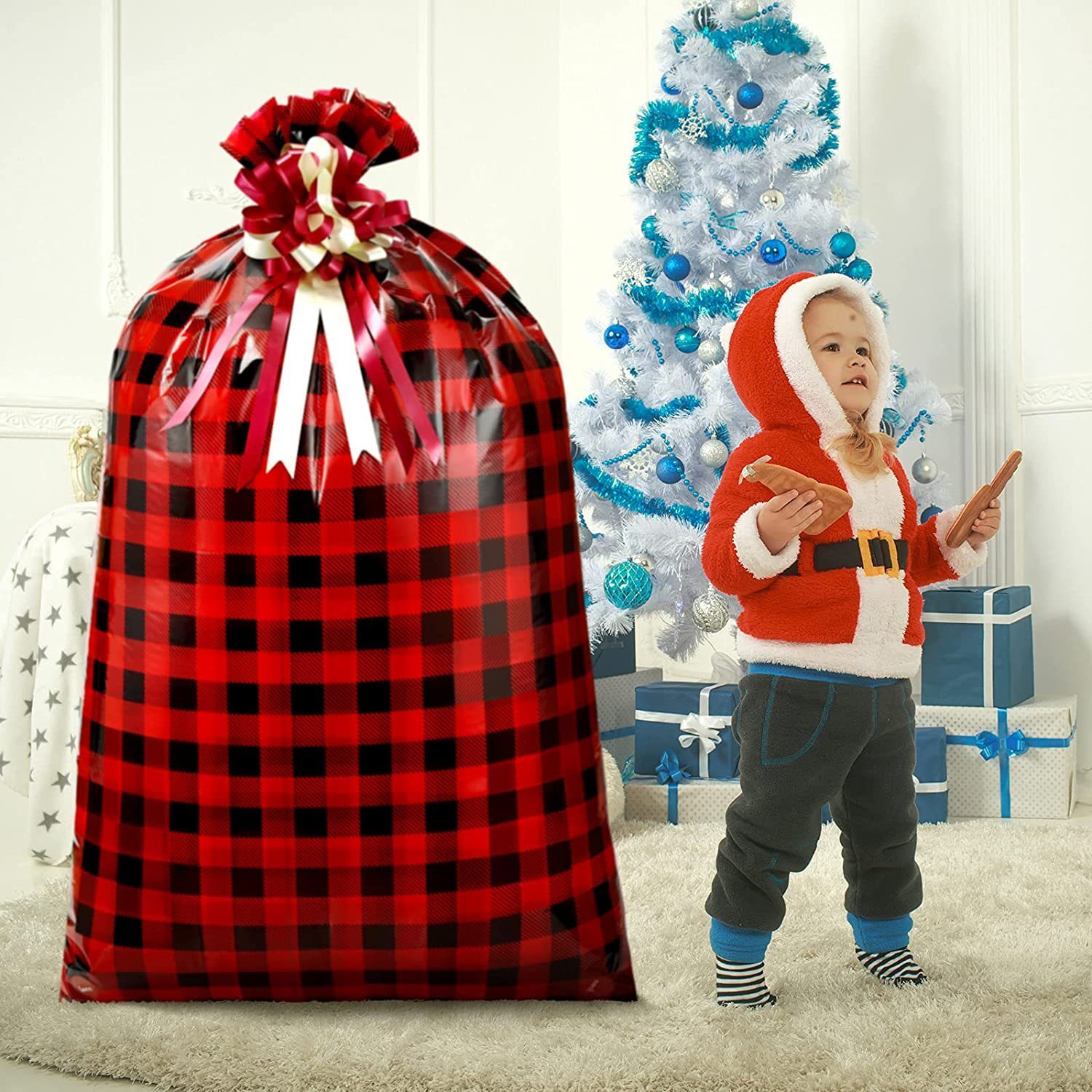 With a thick, super-sized gift bag, 36-44-inch PE Christmas bag, 36-48-36-56-40-70.