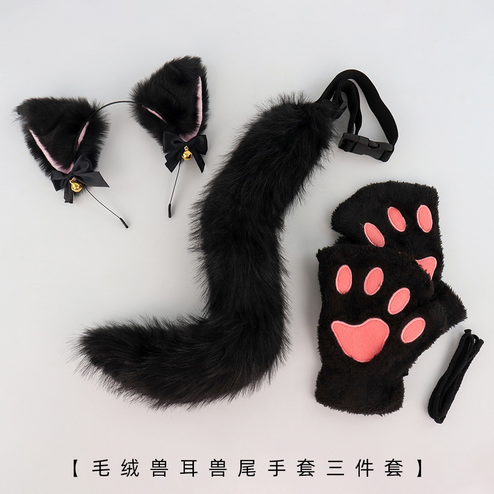 一件代发猫耳朵发箍猫爪手套 cosplay道具可爱铃铛猫尾配饰套装