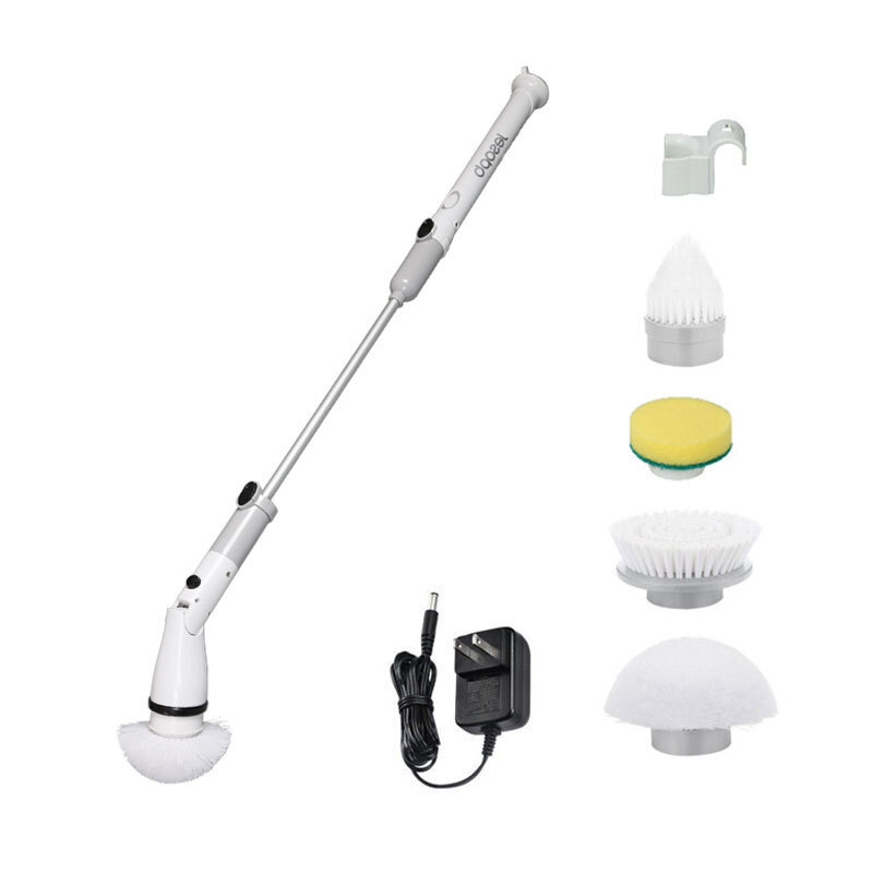 Electric clean-up routine multi-purpose long handle home-use brush for tile suture baths.