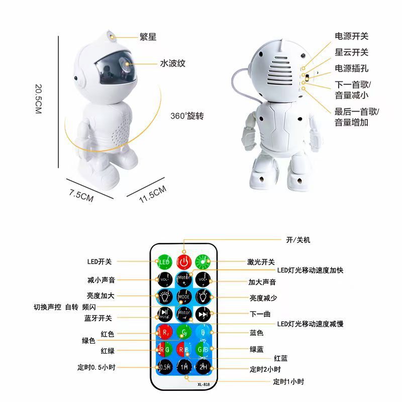 Một máy chiếu âm thanh robot mới, đèn bầu khí quyển màu.