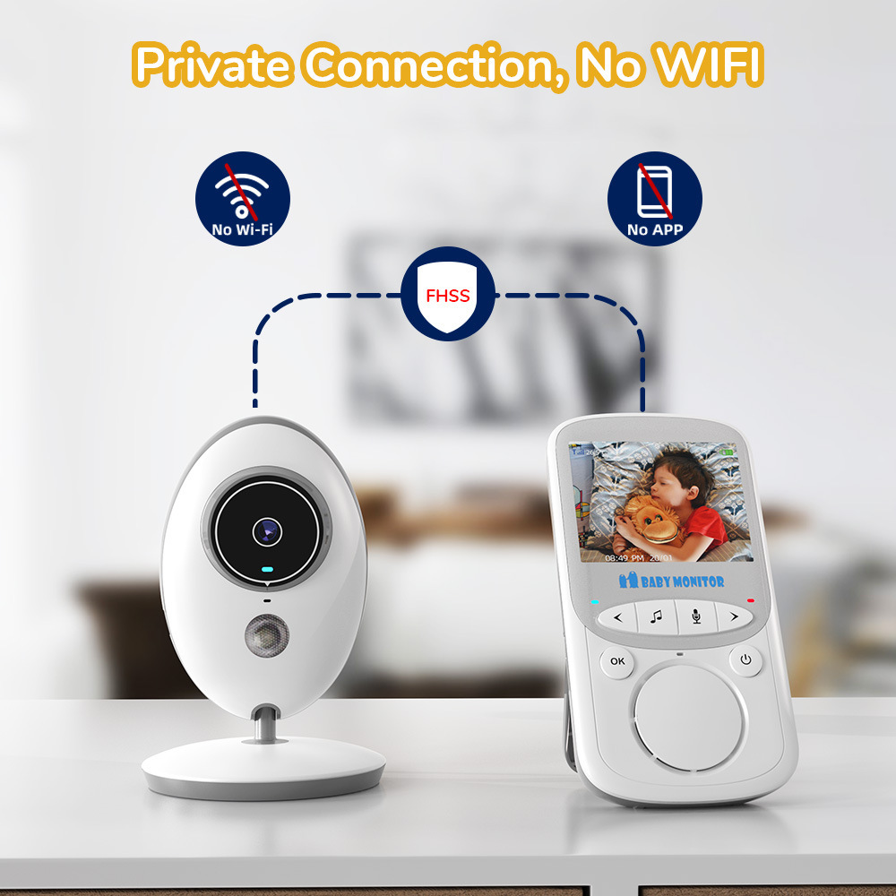 VB605 baby monitor, 2.4 inches screen, 8 national languages, VOX mode, voice-talking.