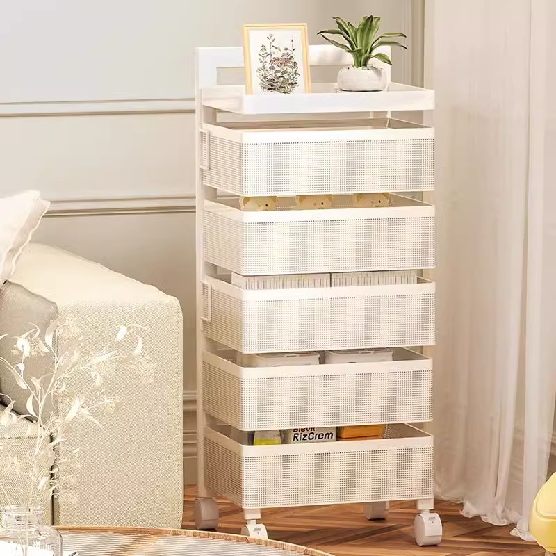 Nhà bếp đa màu có thể xoay trái cây và kệ rau nhiều tầng với thẻ từ đến kệ phòng khách
