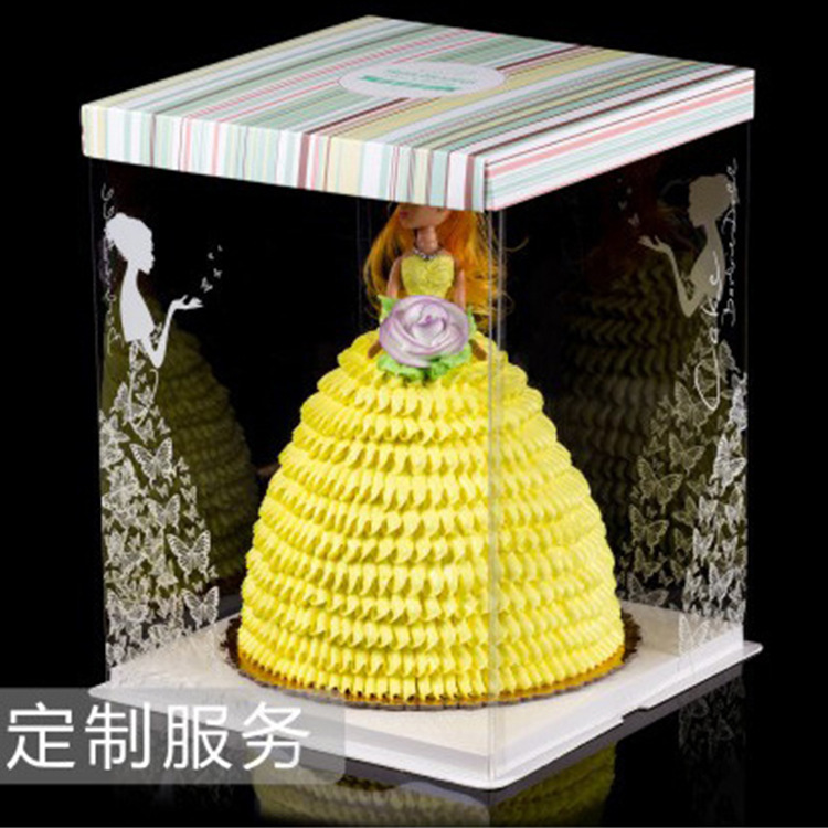 The manufacturer's new wholesaler plus the Gold Barbie Transparent PET Triple Cake Box 6 8 10 12 inches