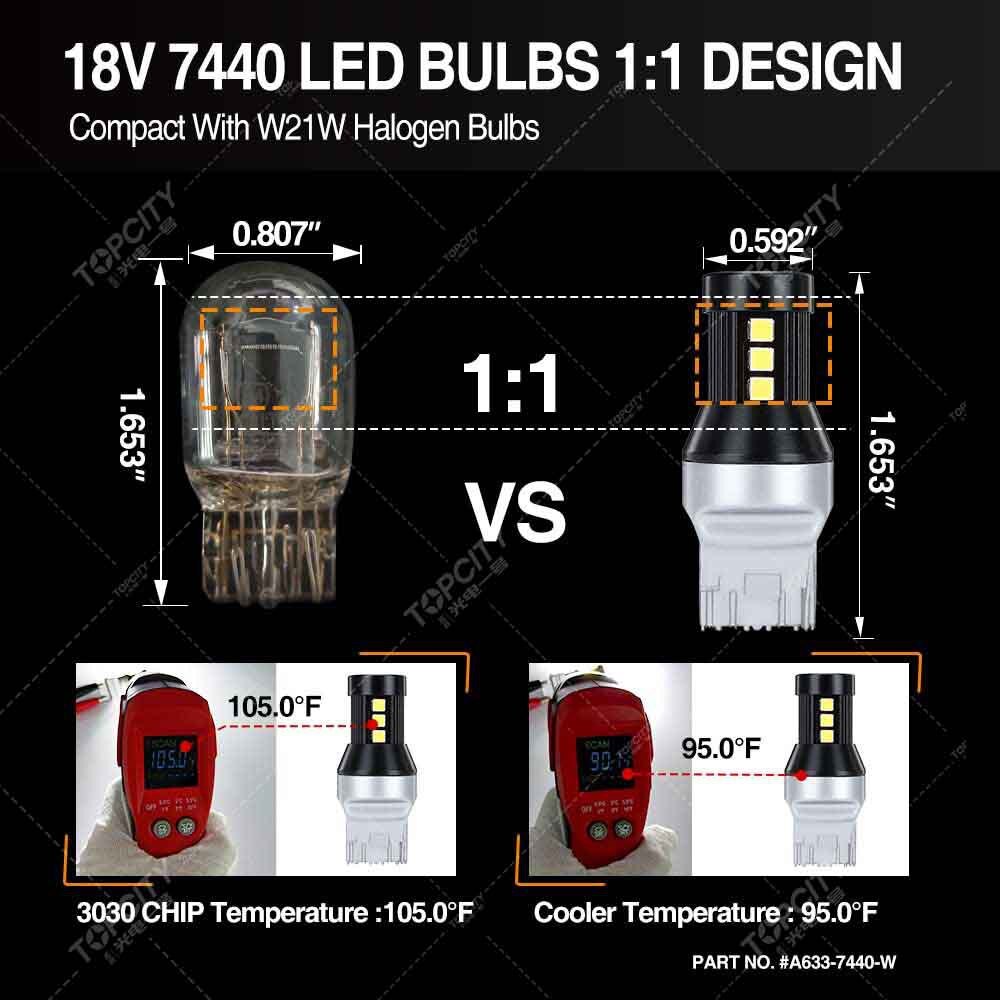 The constant flow decoded light 3030 15 SMD daylights turn to the brake light 7440/7443/1156/157