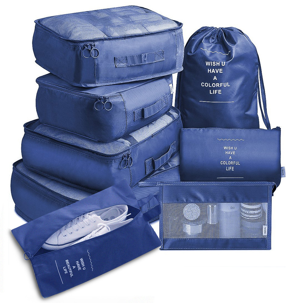 Eight packs of luggage packages in travel vans and a large water-protected capacity travel to collect kits