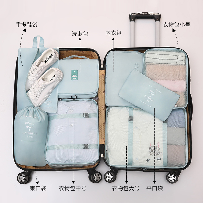 Eight packs of luggage packages in travel vans and a large water-protected capacity travel to collect kits